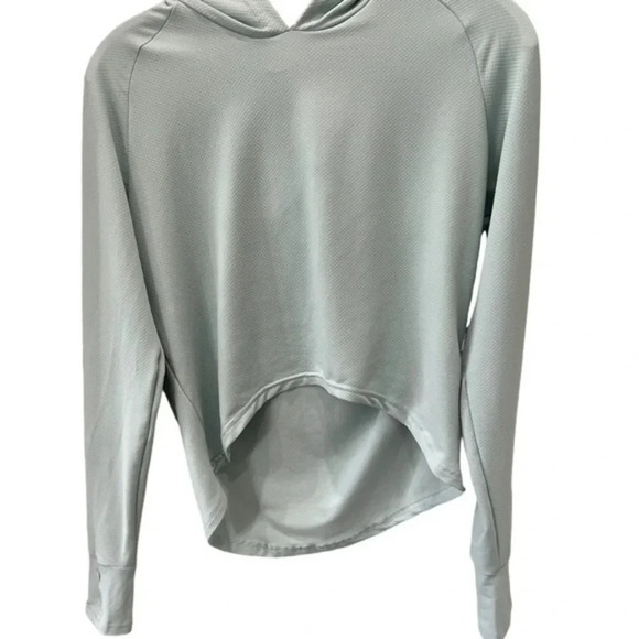 Light Green Hoodie Waffled Texture New Top - Picture 2 of 4